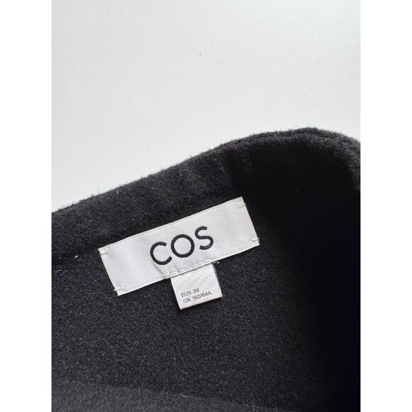 COS Black Wool Lyocell Blend Felt Front Button Mini A-Line Wrap Skirt, Size 34 - Picture 8 of 11